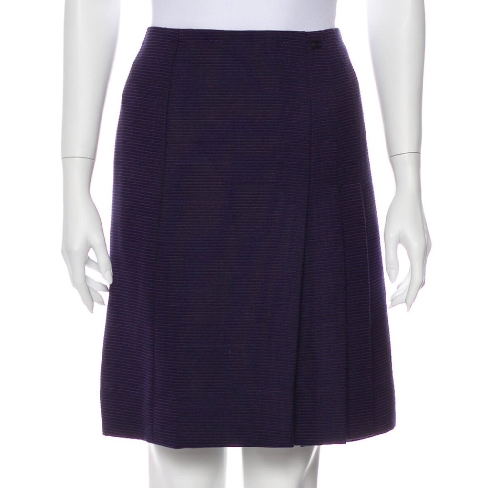 Chanel CC Logo Purple Wool Skirt Vintage 2001